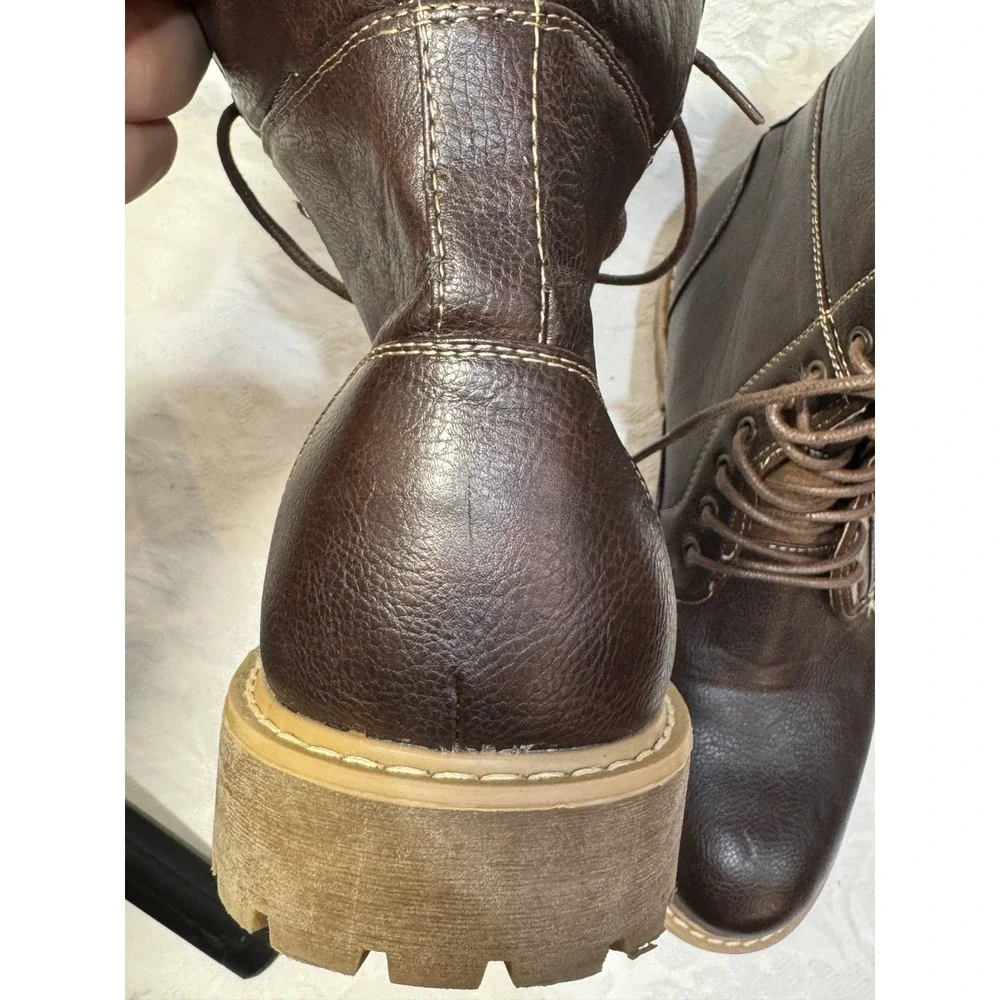 Madden M-Nova Men‎ 9.5M Brown Leather Lace Up Combat Boots Casual Work